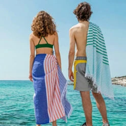 TOWEL TO GO Bali Hammam Towel Orange/Beige, With Recycled Gift Box -Eucerin || Clarins || Clinique Verkäufe Beige with Recycled Gift Box.f1f53d26